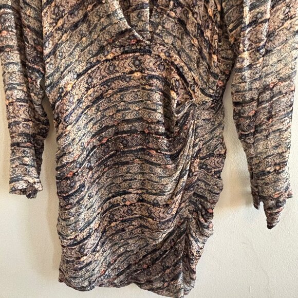Isabel Marant Ellos Burnout Velvet Ikat Mini Dress NWOT Size 40 Blue Peach - Picture 6 of 9